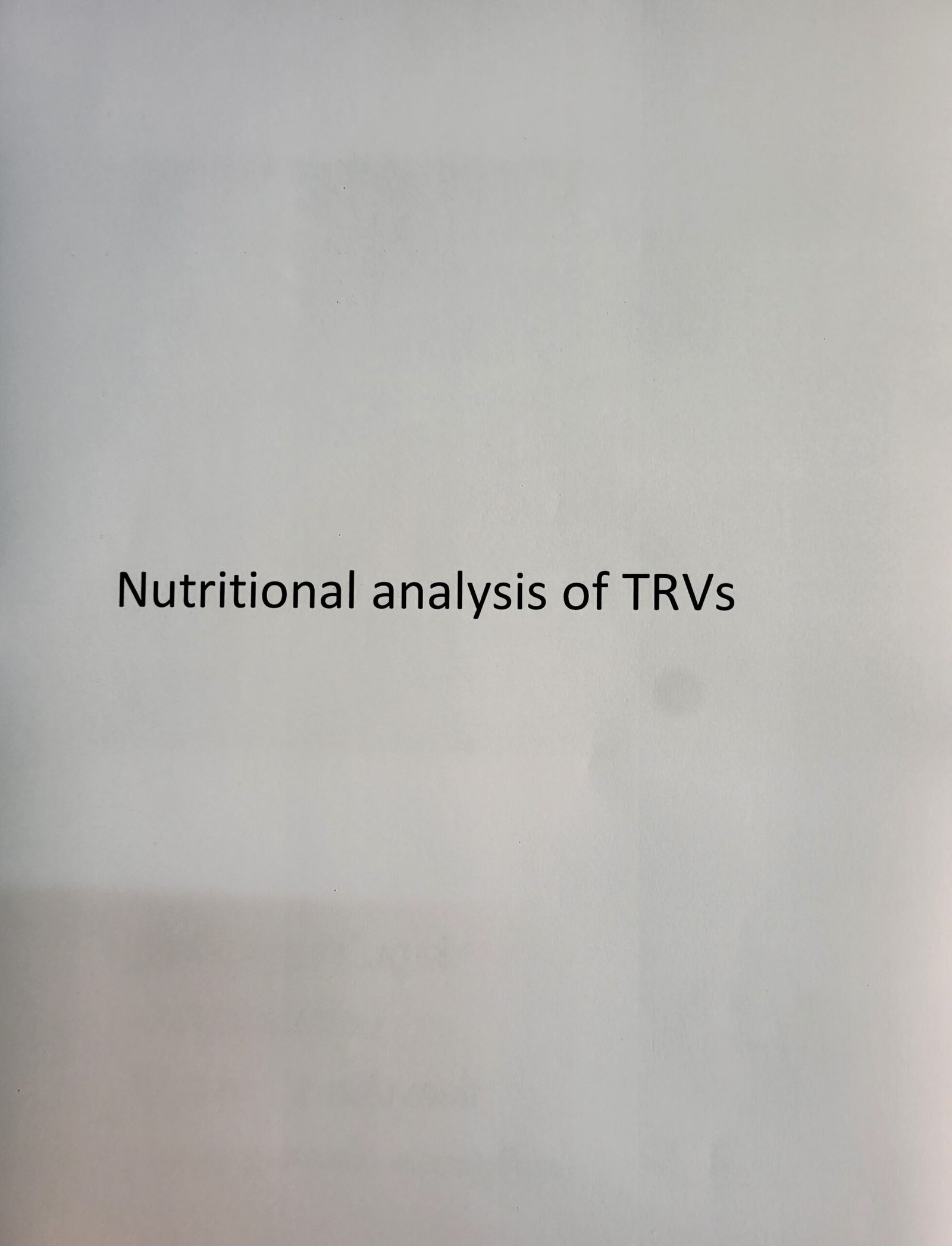 Nutritional analysis of TRVs cover photo